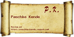 Paschke Kende névjegykártya